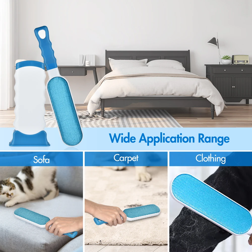 

Pet Dog Cat Hair Brush Reusable Double-Sided Hair Removal Brush Portable Dust Removal Sofa Clothes Cleaning Flannel Brush