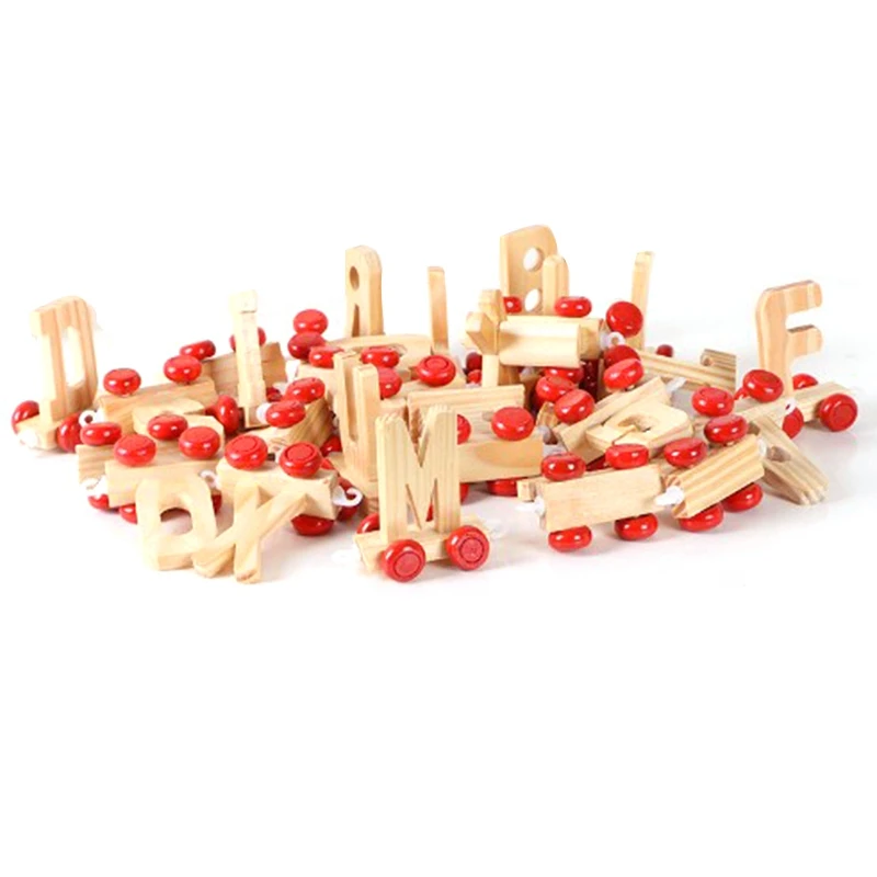 

28PCS Kids Alphabet Train Preschool Educational English Letters Wooden Learning Chips Toy for Children Toddlers