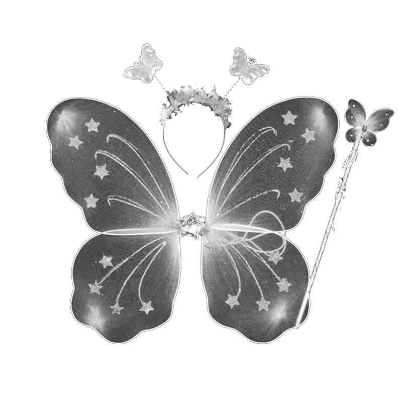 Детский костюм принцессы с крыльями повязка на голову бабочкой для девочек