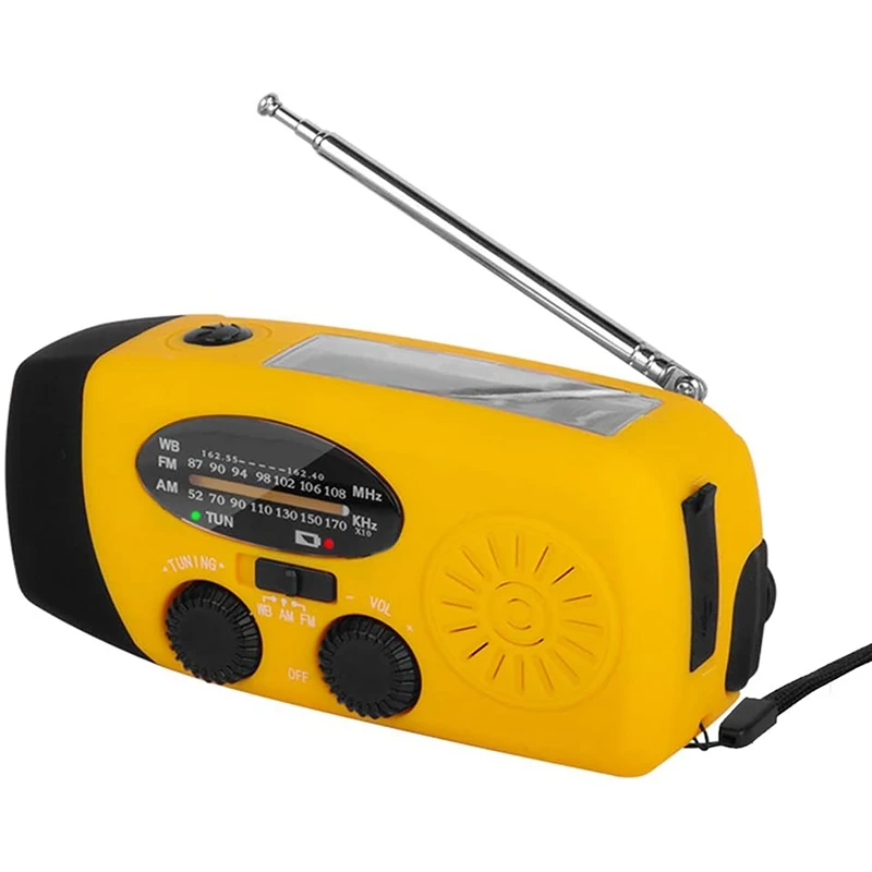 Солнечное радио аварийное AM/FM/NOAA погодное 1000MAh ручное с 3 светодиодный фонарик