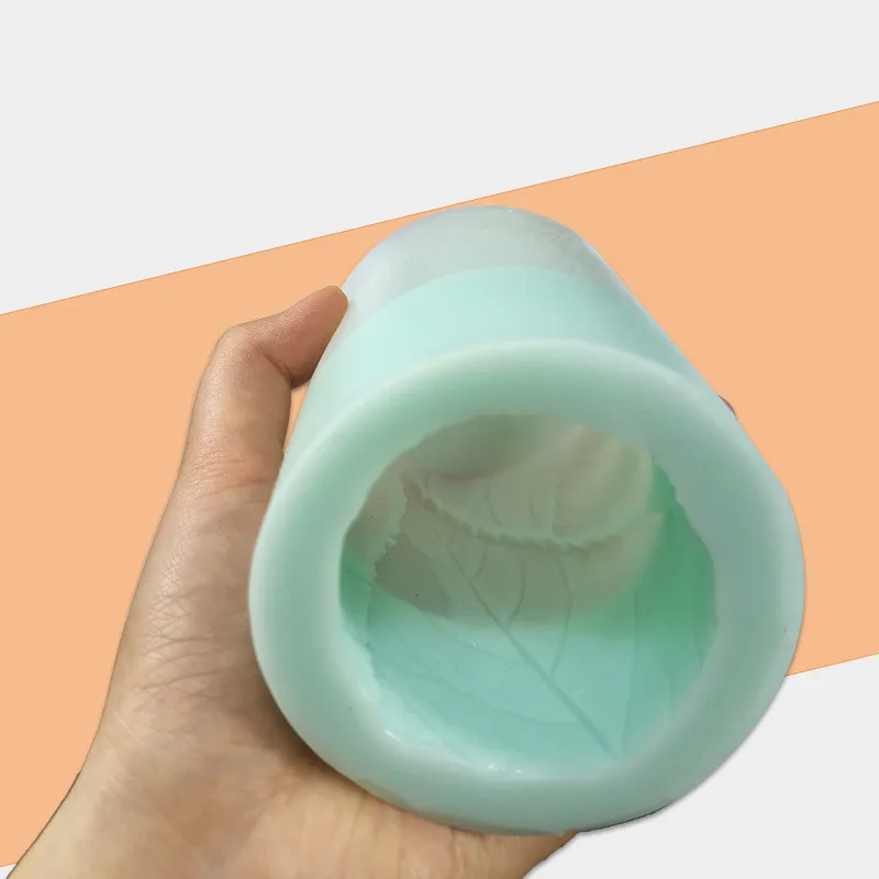 Силиконовый цилиндр формы с листьями 3D свечи для домашнего рождественского мыла