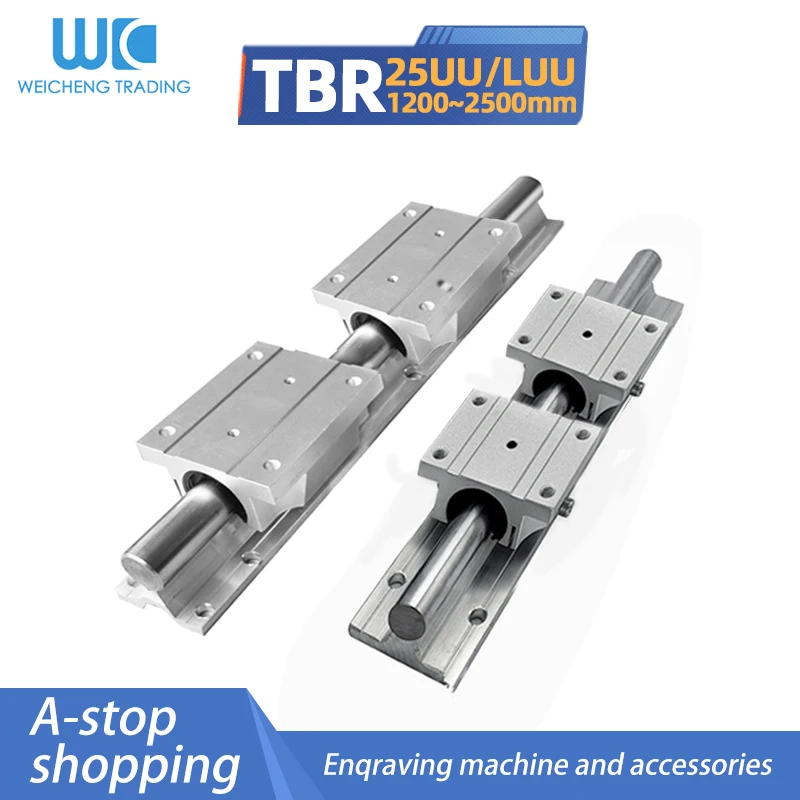 

Support Linear rails Assemblies 2pcs TBR25 1200mm-2500mm with 4pcs TBR25UU/TBR25LUU Bearing blocks for CNC Router for cnc parts
