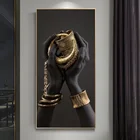 Африканские черные руки, золотые украшения, Картина на холсте, Постер, Декор, печать для гостиной, домашний Настенный декор