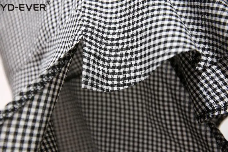 Юбка миди Асимметричная в мелкую клетку с воланом|Женские юбки| |