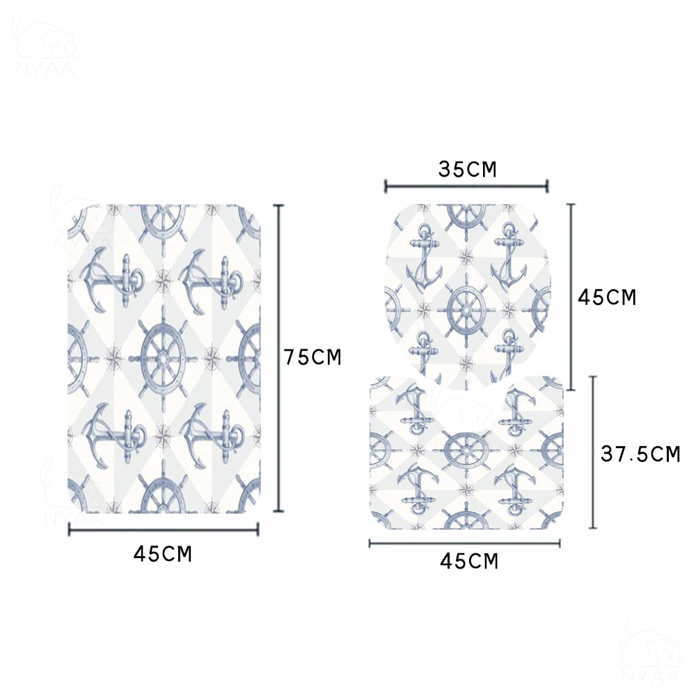 Ретро Винтаж морской якорь печати Ванная комната душа Шторы комплект