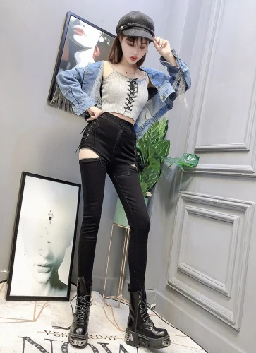 2019 женские джинсы с высокой талией облегающие бедра сексуальные обтягивающие