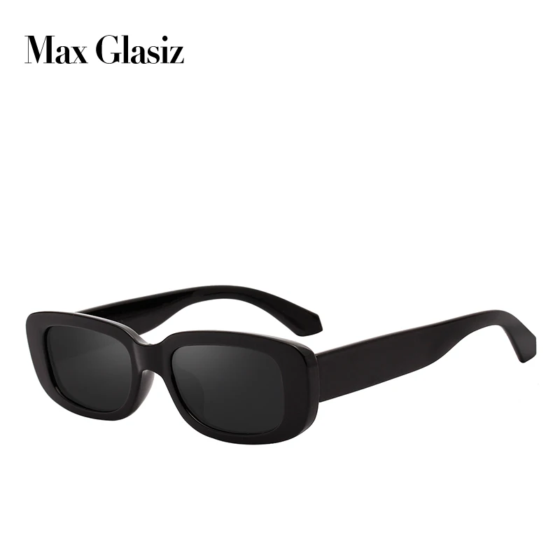 Max Glasiz прямоугольные Винтажные Солнцезащитные очки для женщин квадратная черная леопардовая оправа солнцезащитные очки мужские ретро высококачественные солнцезащитные очки gafas UV400 - Цвет линз: black w gray