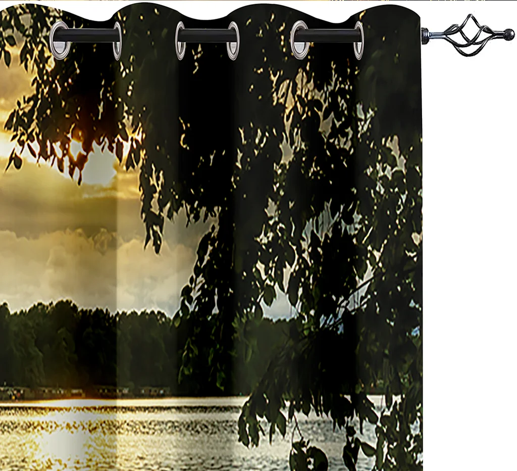

Sunset Evening Lake Scenery Printing Curtain Living Room Curtain Bedroom Curtain Home Decoration Adult Necessary Curtain