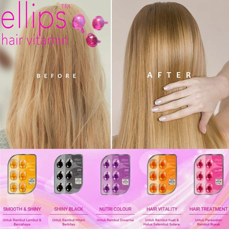 

Mini ELLIPS Hair Care Treatments Essential Oil Capsule Hair Vitamin Keratin Complex Indonesia Hair Jojoba Oil Silky Easy to Carr
