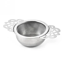 stainless steel double ear infuser filter loose leaf with drip bowl tea strainer traditional hanging easy clean herbal