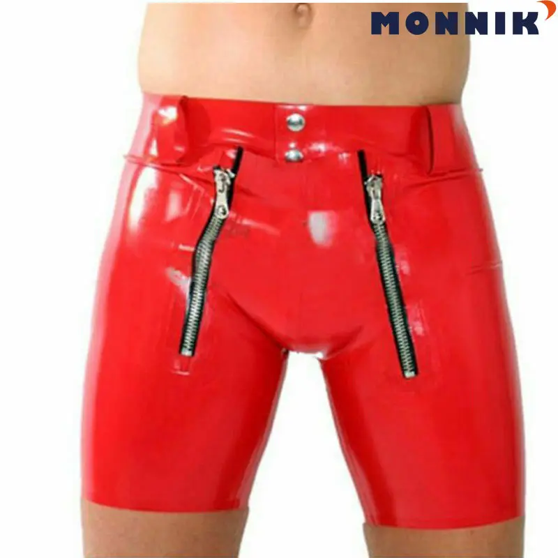 Латексные мужские боксеры MONNIK красное нижнее белье с молнией сзади Красивые