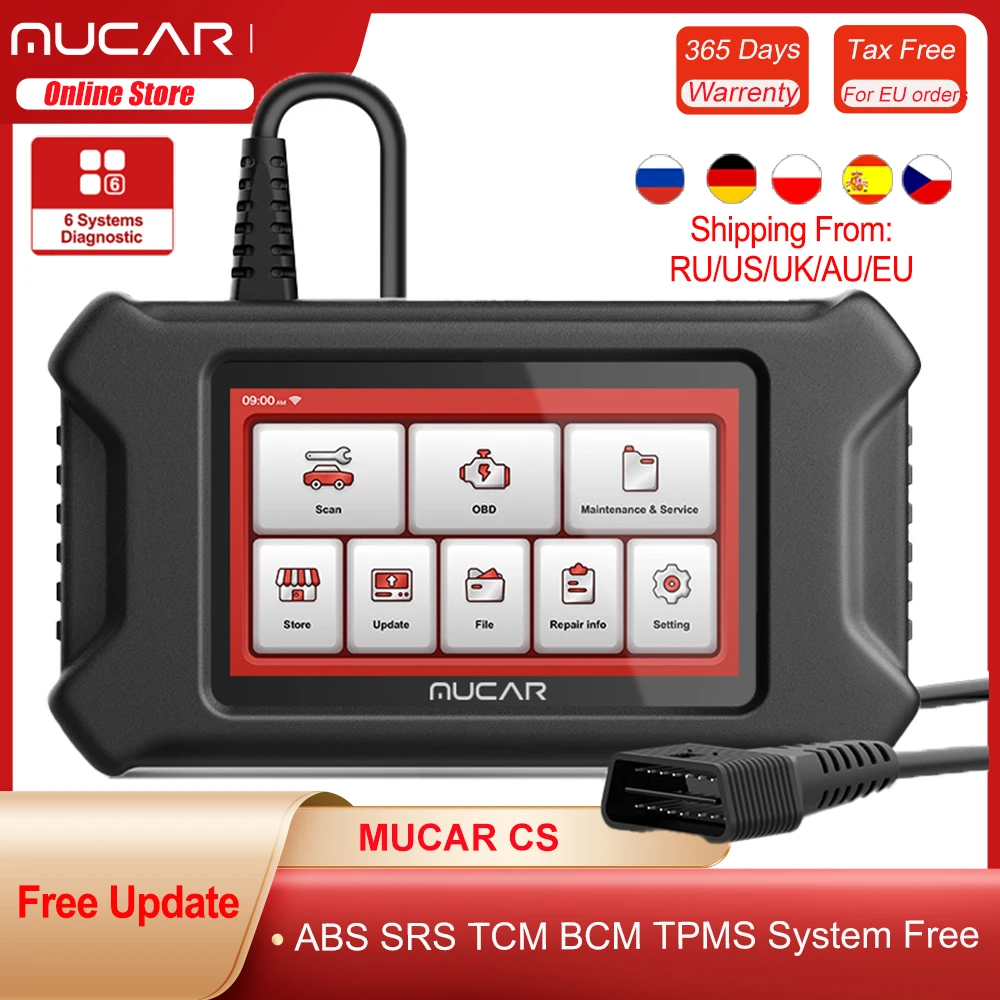 

MUCAR CS2/4/6 TPMS Obd2 Scanner ABS SRS System Car Diagnostic Tools Auto Obd2 Code Reader Lifetime Free Update PK Thinkscan plus