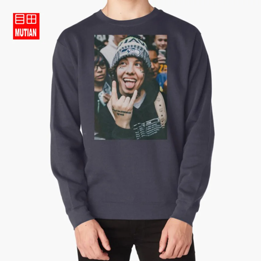Lil Xan толстовки с капюшоном lil xan xalarm xanarchy gang drugs rapper soundcloud тревога эмо гот | Мужская