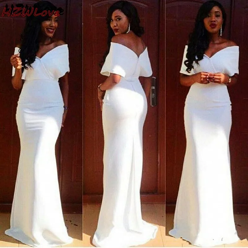 Белые дешевые платья подружки невесты с юбкой годе длинное платье открытыми