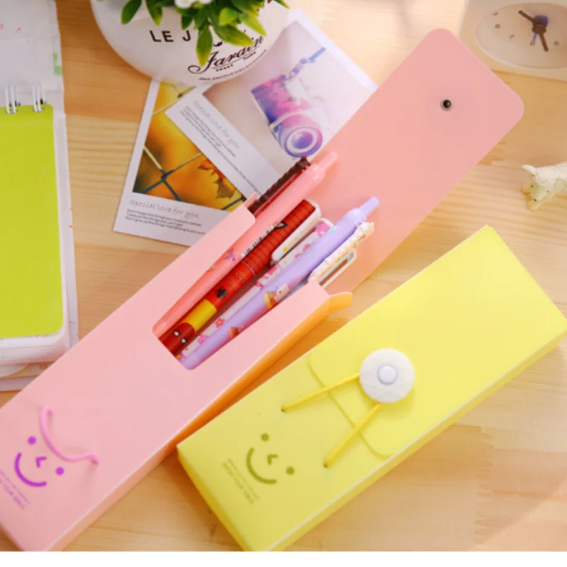 

1Pc Cute Smile Children's Small Gift Pencil Box Korean Simple Girl Learning PP Stationery Box Wholesale Cute School Supplies