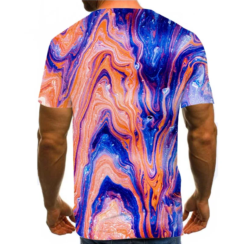 

Men Graphic T Shirts Round Neck 3D Print Short Sleeve Daily Tops Blue Tees