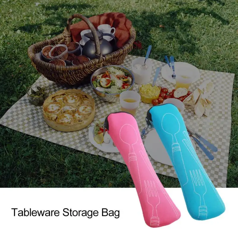 

1PC Spoon Fork Packaging Storage Box Travel Tableware Portable Travel Cutlery Zipper Bag Outdoor Travel Vacation Storage Bag