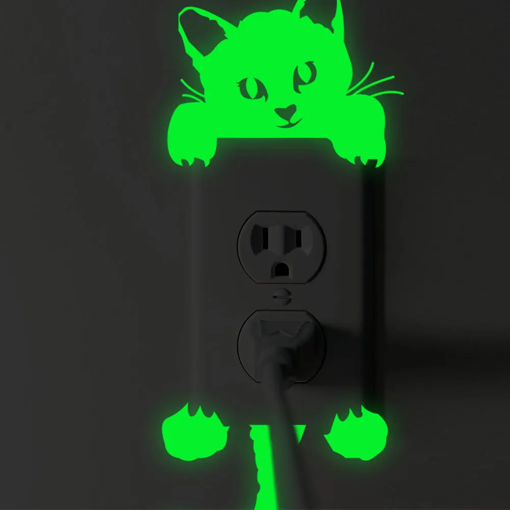 

Creative Cat Dog Switch Luminous Stickers Glow In The Dark Wall Decals Kids Rooms Decor Fluorescent Vinyl Mural Art Animal