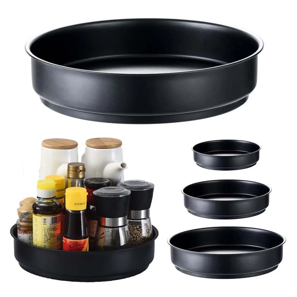 

Kitchen 360 Rotating Stainless Steel Tray Storage Container Spice Food Jar Snack Cosmetic Condiment Shelf Bathroom Living Room