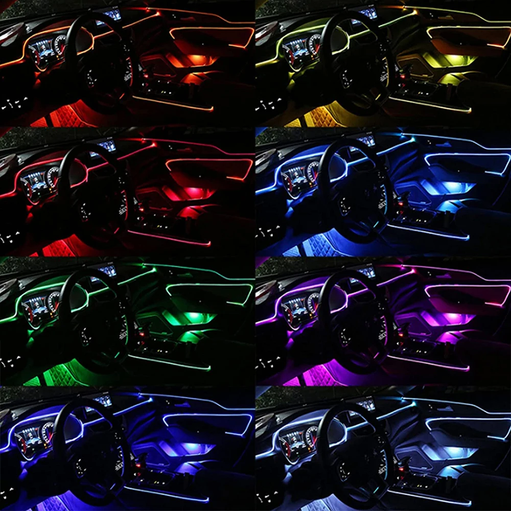 Car Interior Neon RGB Led Strip Lights 4/5/6 in 1 Bluetooth App Control Decorative Ambient Atmosphere Dashboard Lamp 12V | Автомобили и