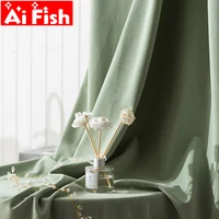 modern light green velvet curtains for living room bedroom nordic simple blackout window curtains luxury soft fabric my24435