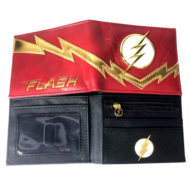 Кошелек comics The Flash металлический значок двухскладной кошелек с карманом для монет держатель для карт - Цвет: 02