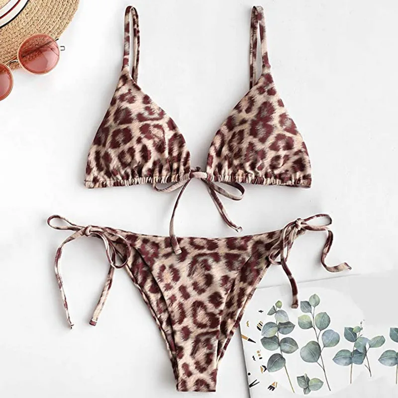 

richkeda store new arrvial Bikinis 2020 Women Push Up Snakeskin Sexy String Thong Bikini Top Swimsuit 2 Piece Set Swimwear