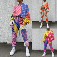 women casual outfit fashion harajuku pullover crop top hoodie sweatshirts and long sports pant suit female sweatshirt outfit