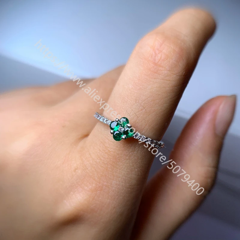 

Dainty Emeralds ring white Gold-plated silvers ring green CZ Delicate ring Minimalist Promise Engagement ring for women
