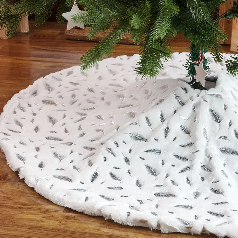 

Lohas Christmas Tree Decor Feather White Christmas Tree Skirt Fur Skirt for Xmas Decorations Xmas Christmas Gift Home Decoration