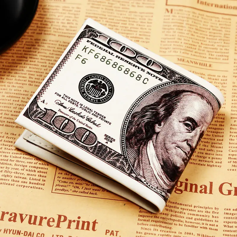 

Men's Short Creative Dollar Pattern Zipper Wallet Student Card Bag Coin Purse