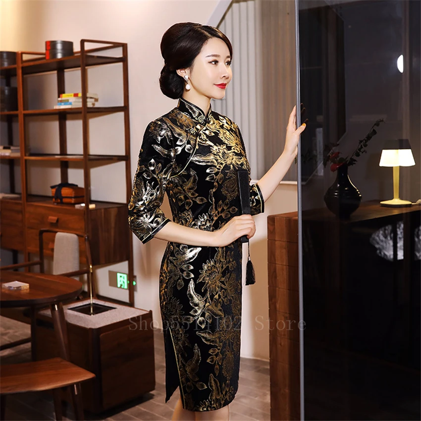 Китайское платье Ципао для женщин и девочек традиционное винтажное свадебное