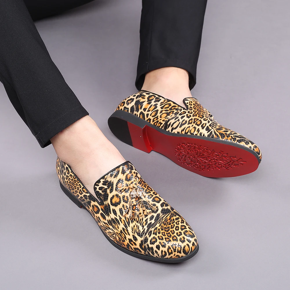 2020 Роскошные мужские кожаные туфли модные с бахромой повседневные без застежек