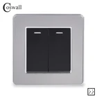 Панель из нержавеющей стали Coswall, 2 клавиши, 3 канала, переключатель промежуточного уровня, переключатель кроссовера, ВКЛ.ВЫКЛ., настенный выключатель света, серия 16A X2