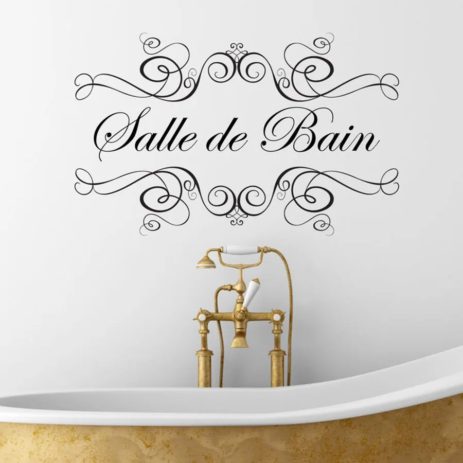 Salle de Bain стикер на стену французские цитаты виниловые наклейки для ванной комнаты