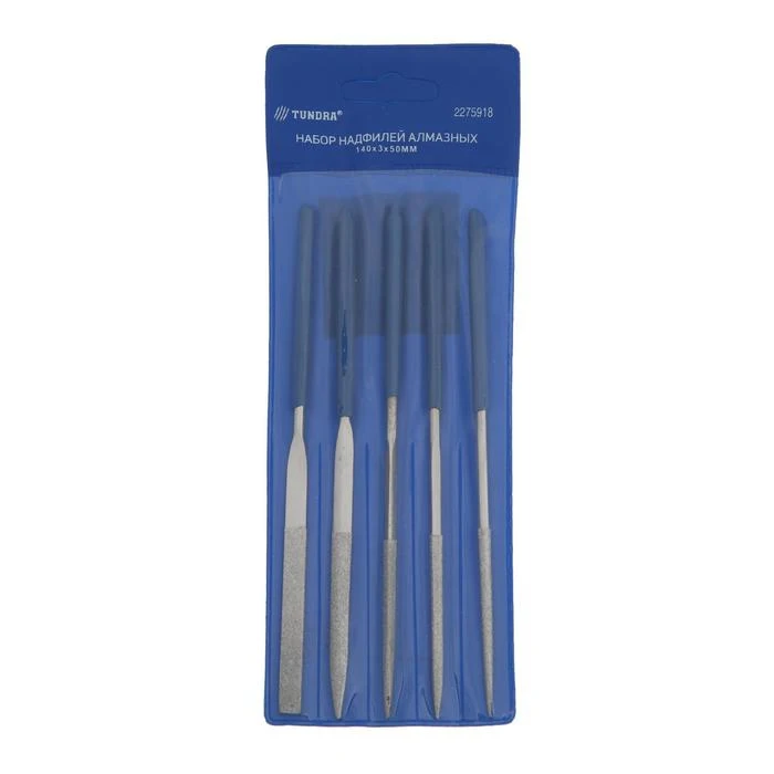 Set of diamond needle files TUNDRA rubberized handles 5 pcs Tools for construction and repair nadfil nadfilet rasps Wood carving chain file Metal