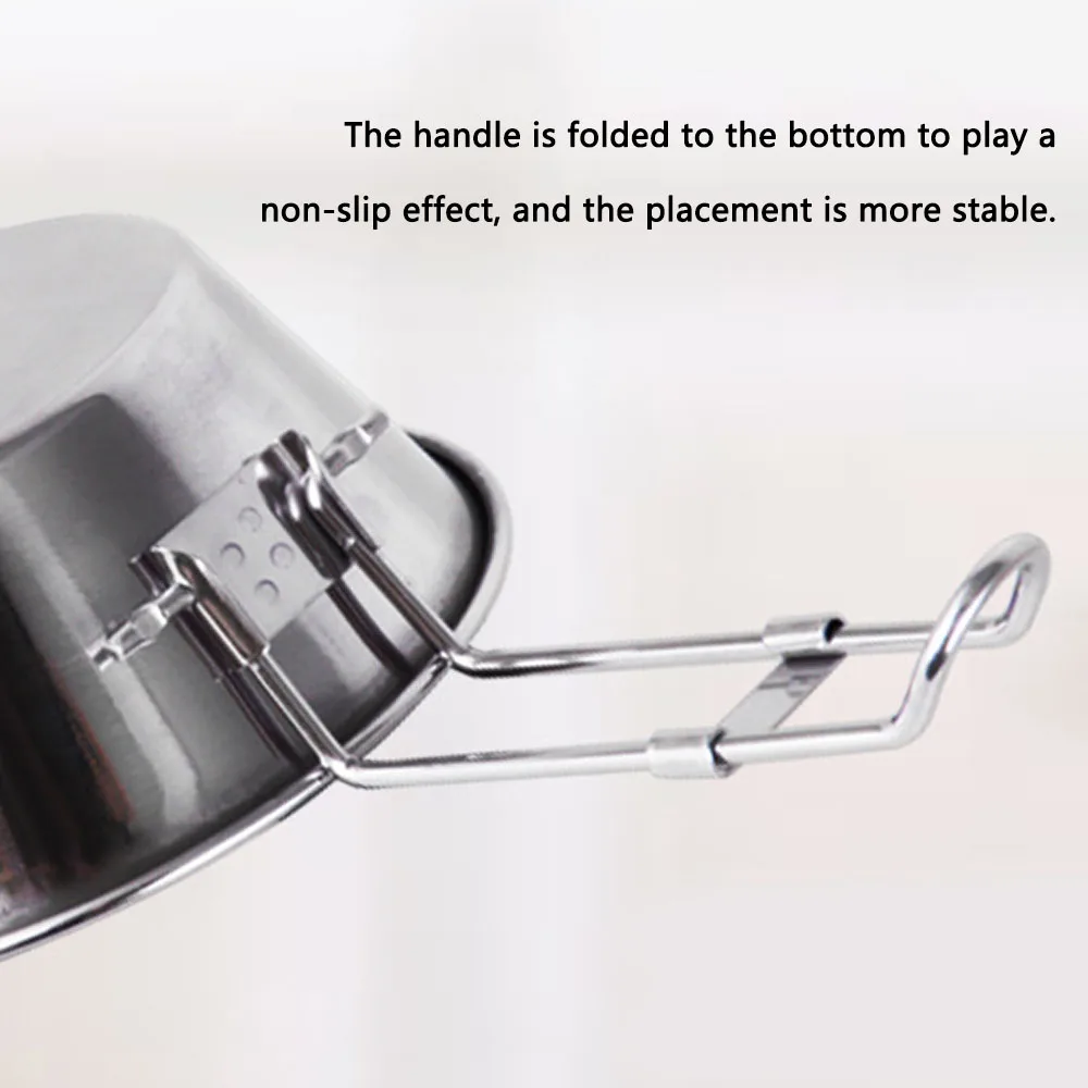 Stainless Steel Bowl Portable Cup with Foldable Handle 12 Inch Wide Mouth Pot for Outdoor Camping Picnic Hiking Backpacking | Спорт и