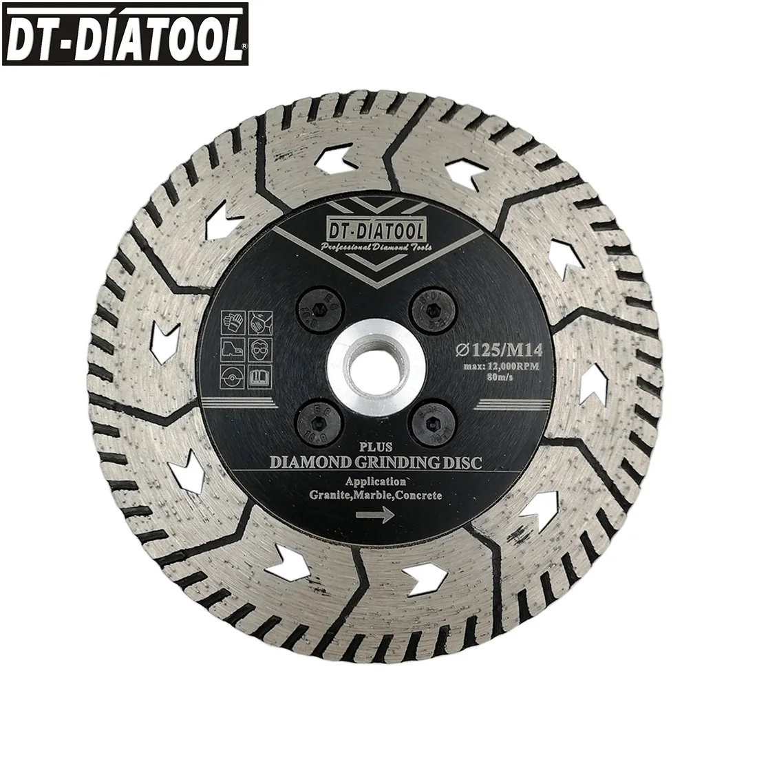 

DT-DIATOOL 1pc M14 Thread 125mm/5" Diamond Dual Blade Cutting Grindng Disc Cut Grind Sharpen Granite Marble Concrete Saw Blade