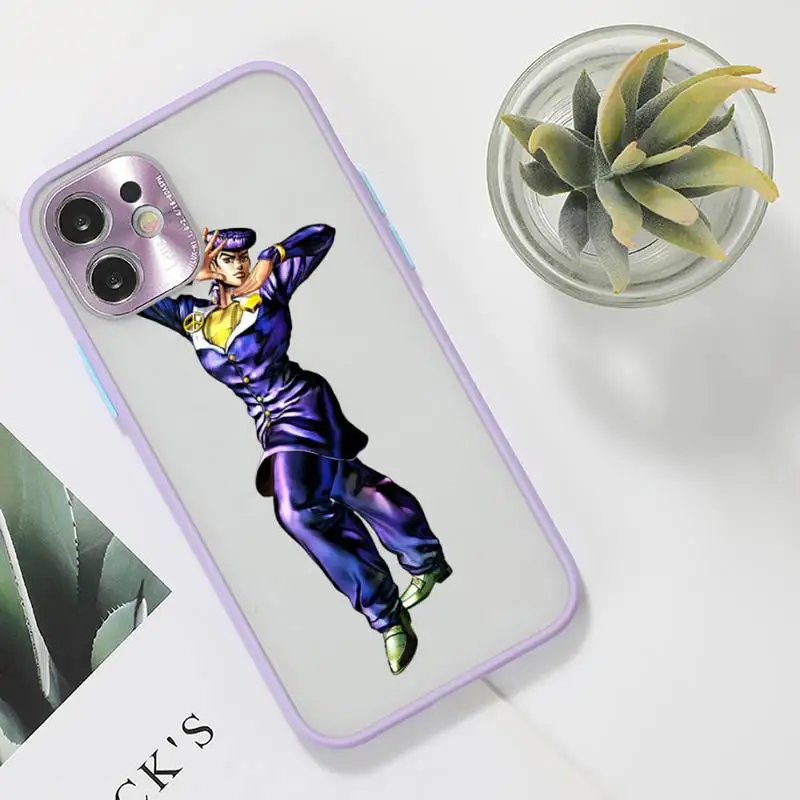 

Anime JoJos Bizarre Adventure Phone Case For iPhone 12 11 Mini Pro XR XS Max 7 8 Plus X Matte transparent Purple Back Cover