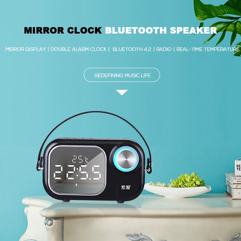 SOAIY E16 беспроводной Bluetooth динамик супер бас открытый мини-будильник небольшой динамик fm-радио температурный дисплей карта динамик