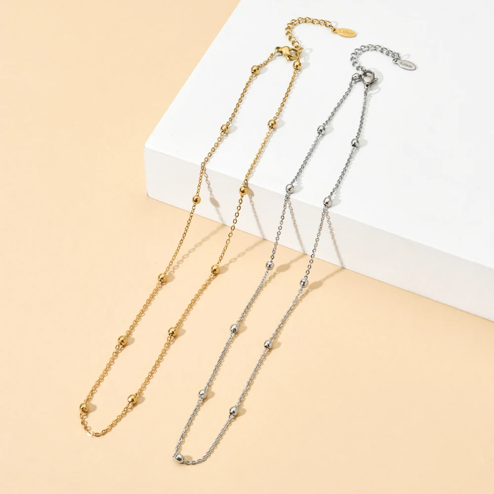 

ZMZY Beads Stainless Steel Chains Necklace Fashion Minimalist Gold Color Choker Necklace for Women Girl colar collares