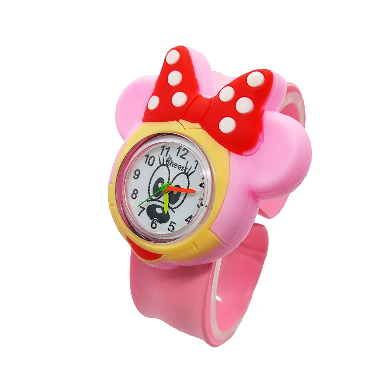 Minnie - Pink Детские часы Relogio Infantil, детские часы с мультяшными животными, водонепроницаемые резиновые кварцевые детские часы для девочек и мальчиков, детские часы для малышей - Цвет: Minnie - Pink