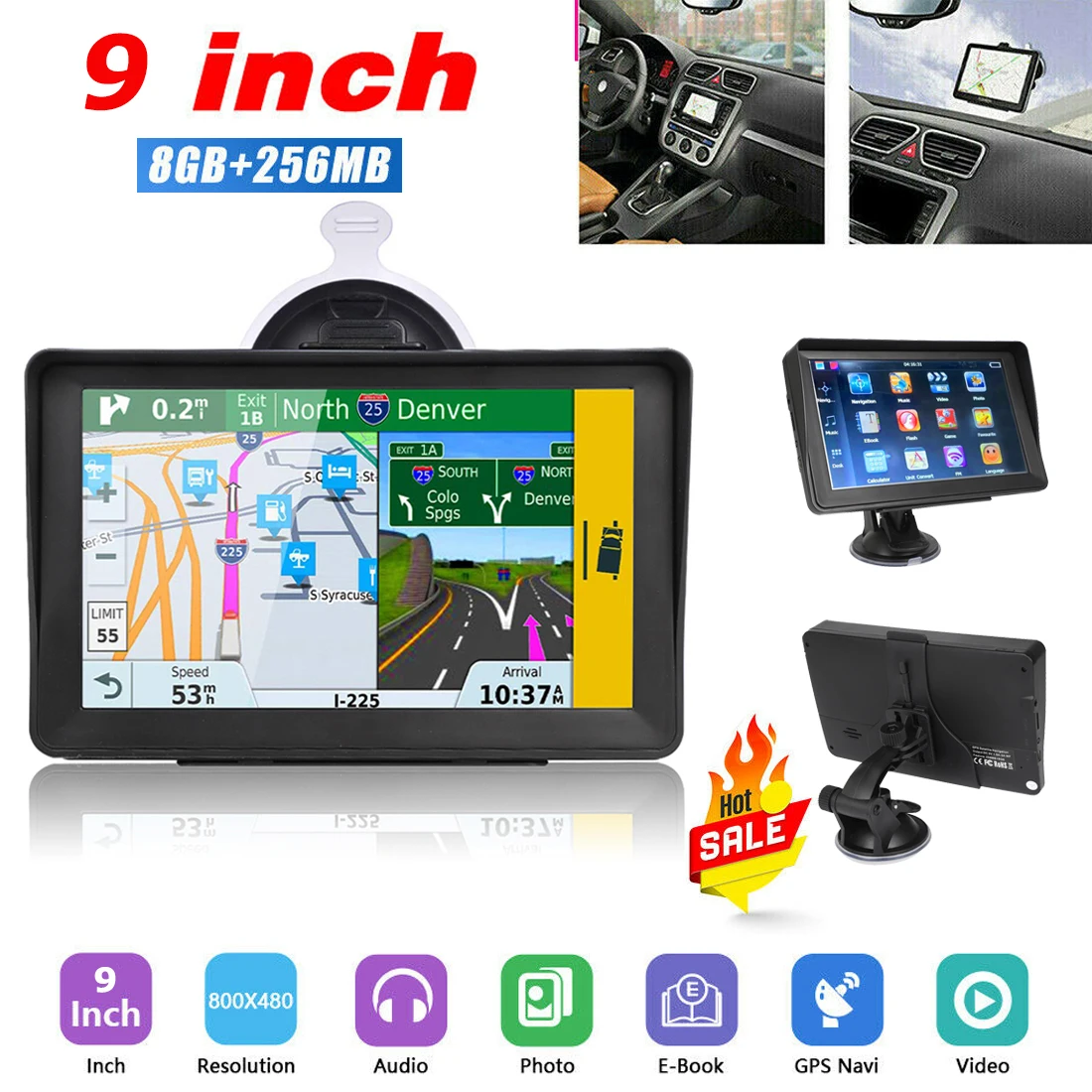 9 дюймов Европа карта GPS навигация для автомобиля грузовик 256MB + 8G Портативный