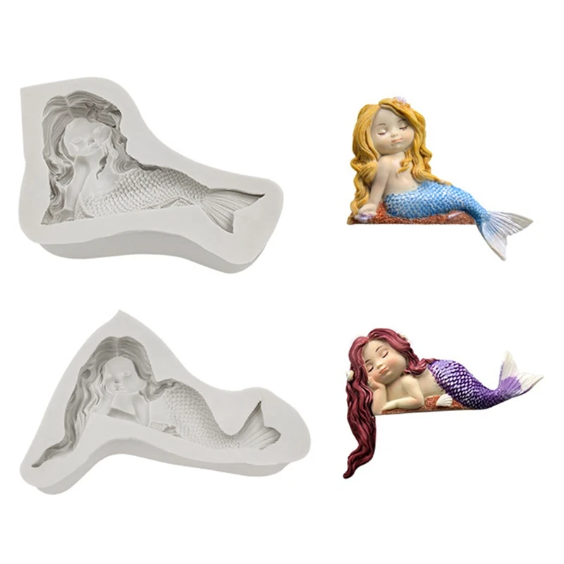 Горячие 3d Мультфильм Русалка девушка помадка силиконовая форма для отделки DIY