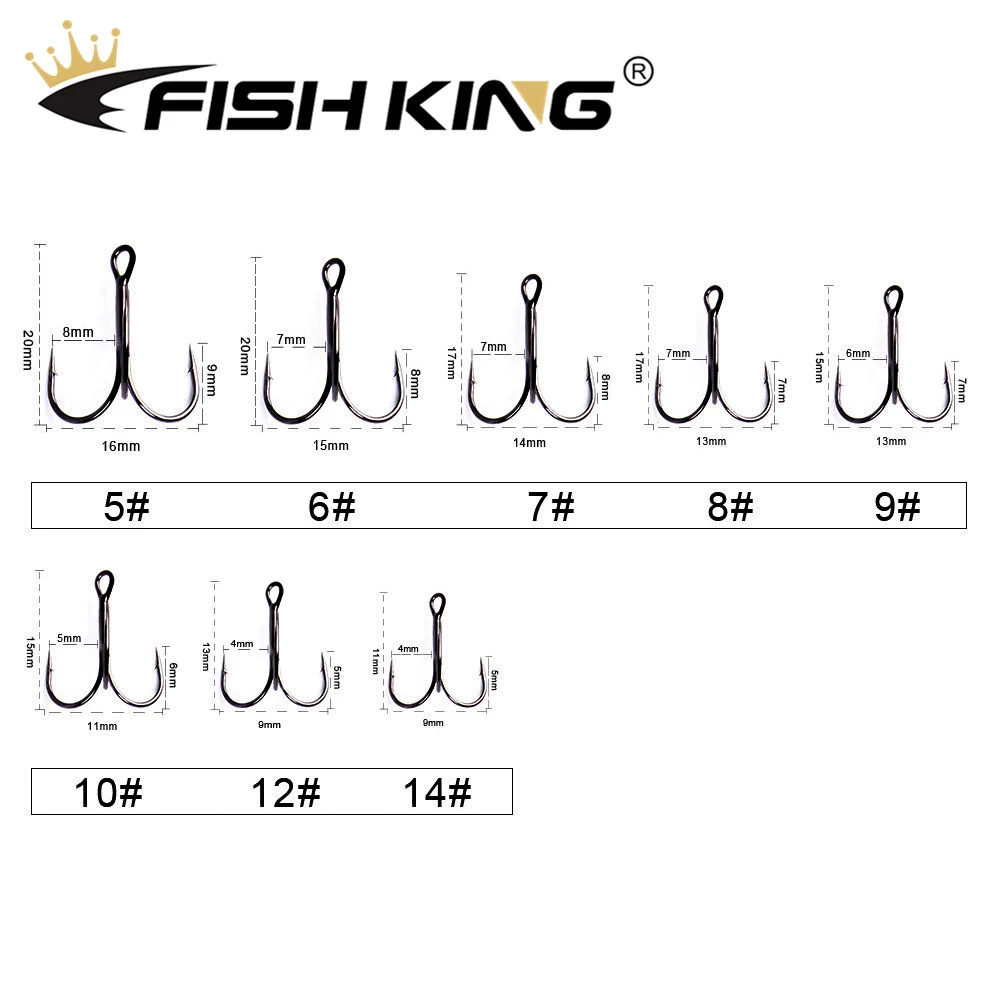 FISH KING 20 шт./упак. рыболовный крючок из высокоуглеродистой стали черный никель