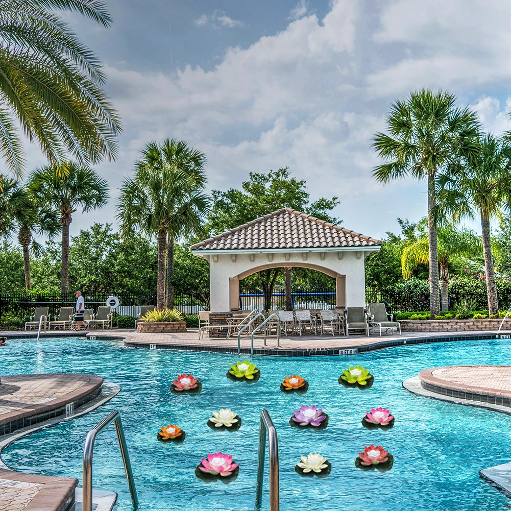 

Waterproof Floating Lotus Light Battery Operated Flower Night Lamp Pond Pool Garden Fish Tank Water Festival Landscape Decor