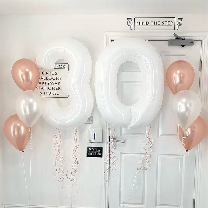 

40inch Large White Number Balloons 1 2 3 4 5 6 7 8 9 Foil Balloon Birthday Party Decorations Wedding Baby Shower Helium Globos
