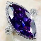 TOBILO роскошное кольцо с одним камнем очаровательное таинственное ярко-Фиолетовое камни маркиза AAA женские Кольца для коктейвечерние модное обручальное