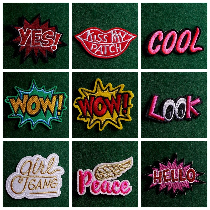 

2Pcs Letter Patch Stickers Stripe Badge Embroidery Sew On Clothes Diy Cartoon Patch Iron On Patches For Clothes Applique Decor
