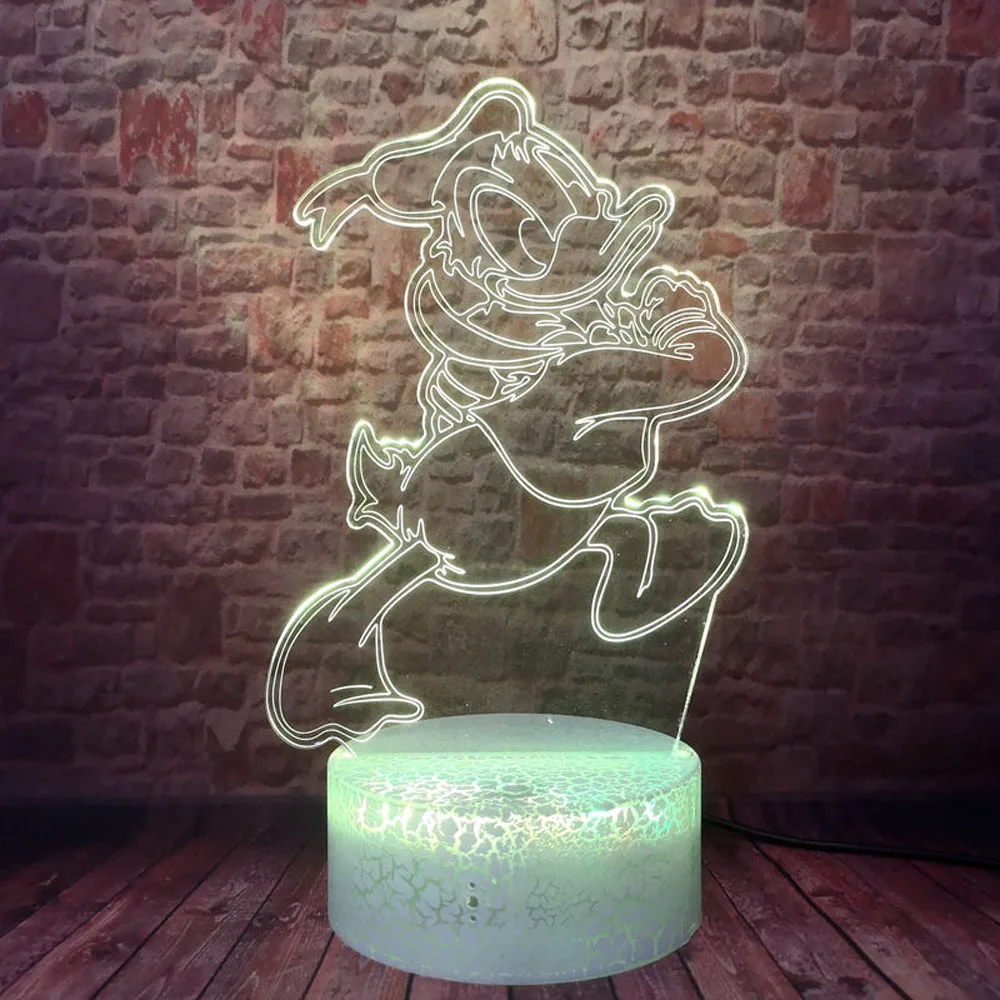 Дональд Дак 3D лампа настольная 7 цветов Изменение LED ночник фигурка для мальчиков